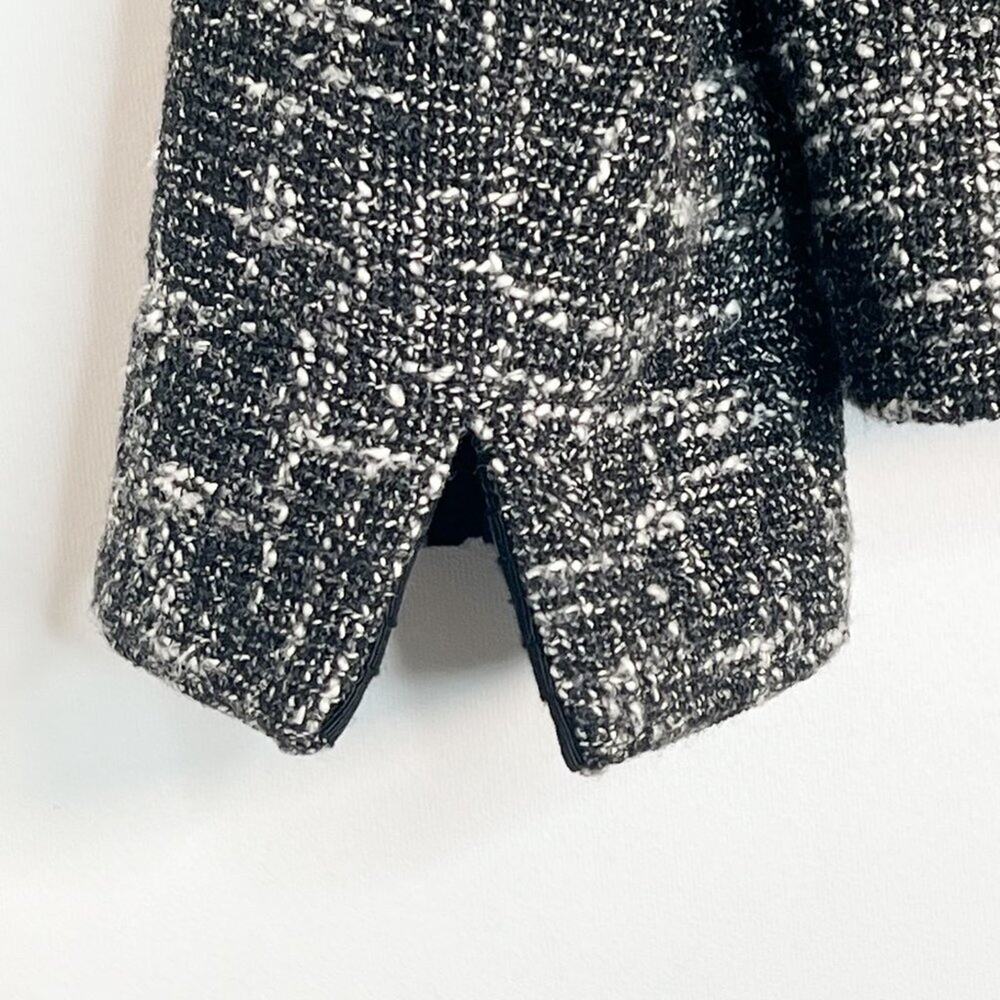 Talbots Black White Textured Tweed Collarless Suit Jacket Womens 16 Petite - Picture 10 of 14